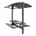 Paris Site Furnishings PSF Shade Series 6' Graphite Gray Picnic Table with Canopy - 85.5'' x 78'' x 97.375'' 969DPS6PSSBGG